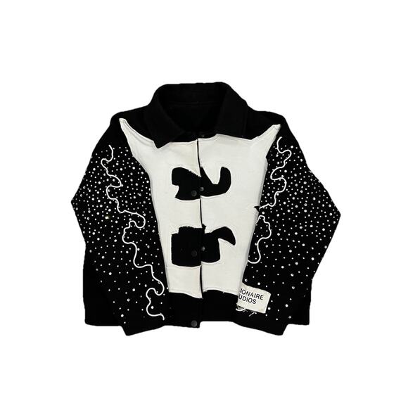 Size M- Billionaire Studios Bluto Letterman Black/White Jacket🖤 Worn Once!